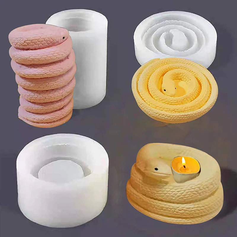 DIY 3D Snake Mold, Snake-shaped Silicone Candle Mold Resin Casting Moulds, Reptile Animal Mold Home Party Decoration