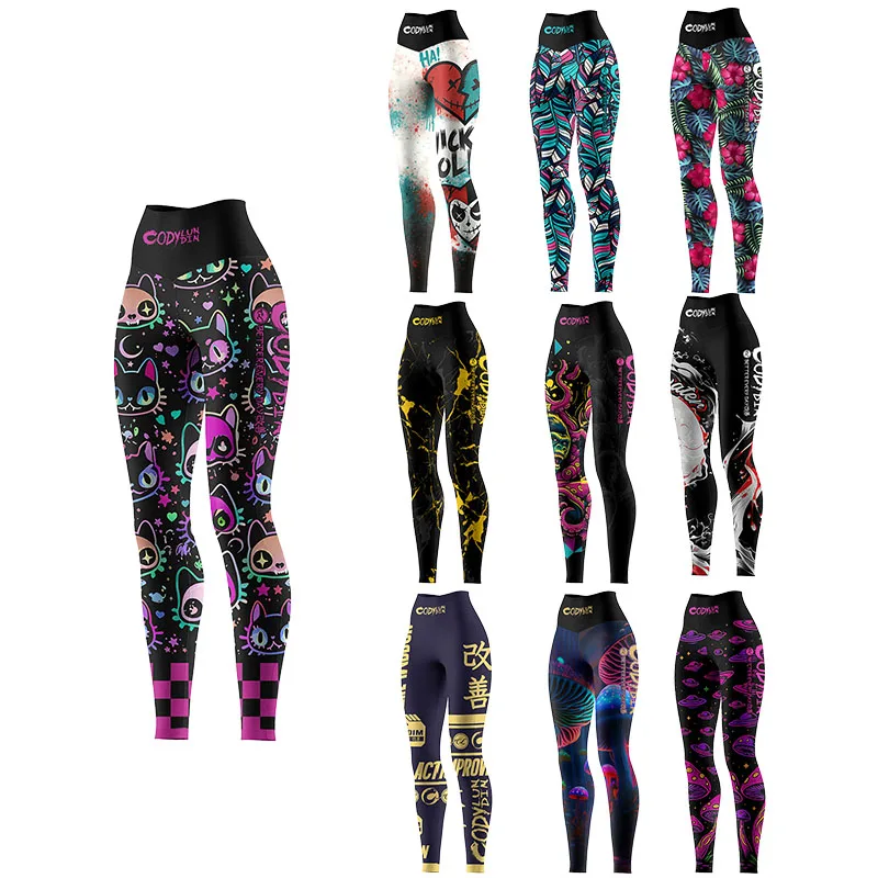 Cody Lundin-pantalones deportivos de gimnasio con estampado de compresión completa para mujer, mallas transpirables de secado rápido MMA Grappling Jiu jitsu