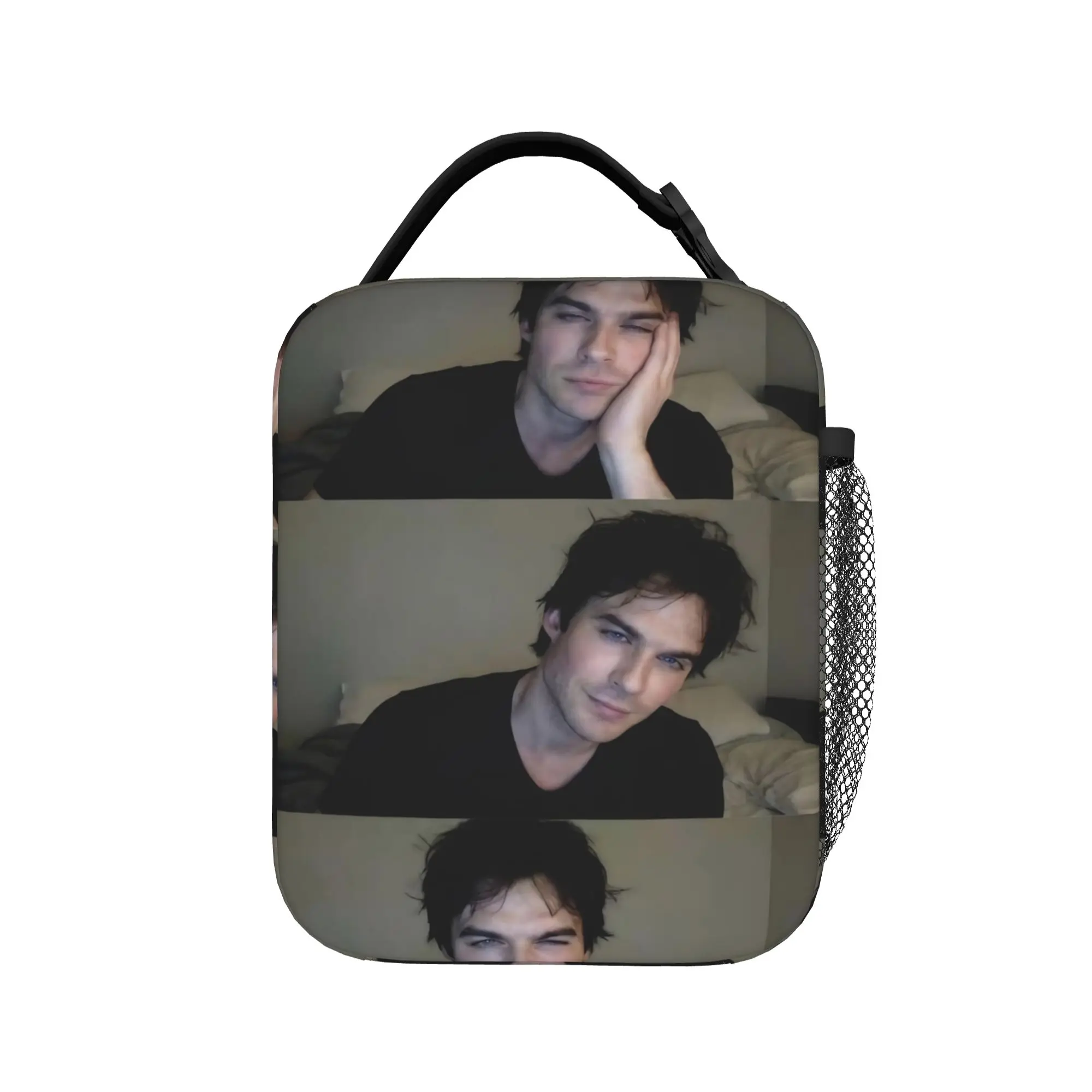 The Vampire Diaries Resuable Movie Lunch Bag Damon Salvatore School Lunch Box For Child Thermal Tote Handbags Cooler Bag