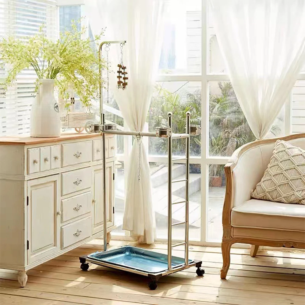 

Metal Parrot Stand with Feeding Bowls Parrot Play Stand Large Bird Playstand Parrot Training Perch Stand Bird Supplies