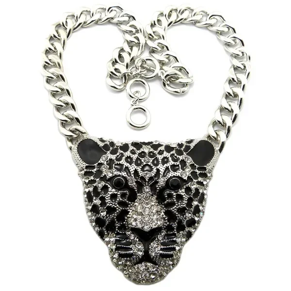 Halloween blast Queen style sweater accessory sweater chain European and American fan leopard head long knitted necklace