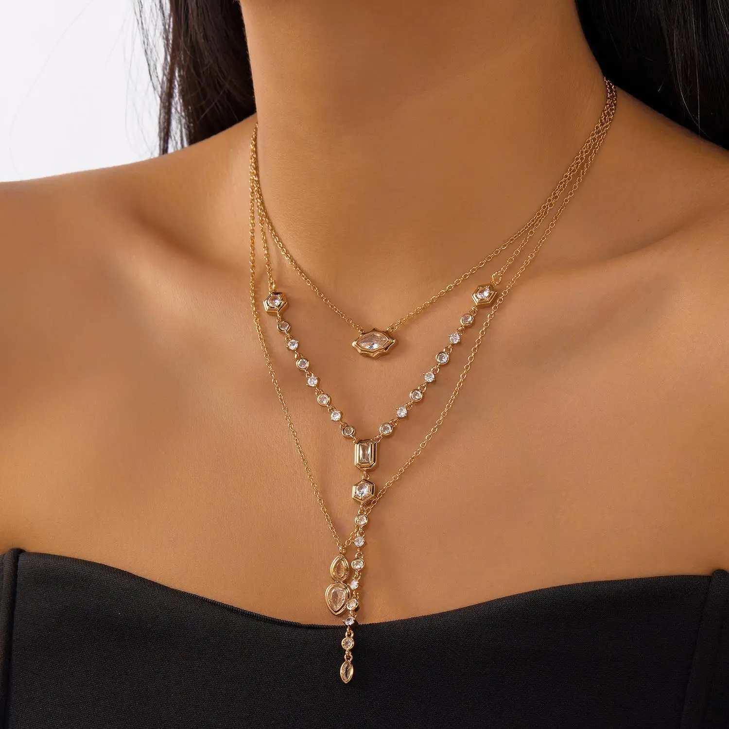 

Упрощенный Ins Faion, медь, инкрустация цирконом, овальная подвеска в форме капли слезы, ожерелье, женские трансграничные бестселлеры, ювелирные изделия