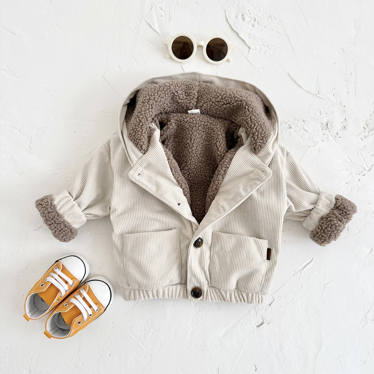 2024 Winter Baby Girls Clothes Thick Fleece Hoodie Infant Boys Baby Fruit Embroidery Tops Long Sleeves Children Cotton Jacket