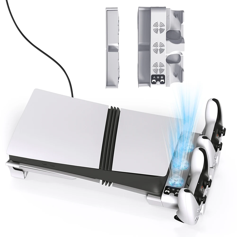 

Horizontal Stand and Cooling Station with 3-Level Cooling Fan 2 Controller Charger Horizontal Cooling Stand for Slim/ Pro