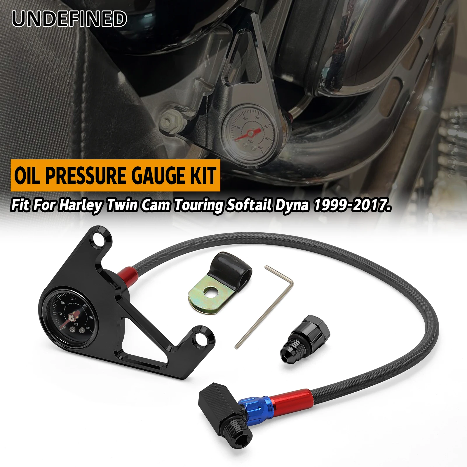 Kits de manómetros de presión de aceite de 0-60PSI, Kit de manómetros de presión de bomba de inyección de combustible para Harley Twin Cam Touring Softail Dyna 1999-2017