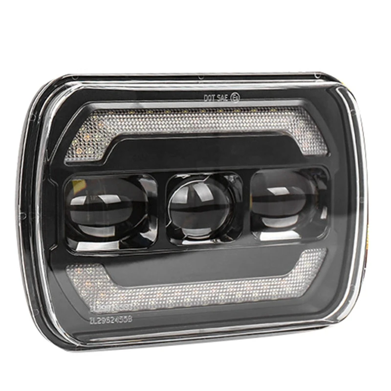 

Black Headlight For Motorcycle Wrangler Cherokee Tuning Light Lens 7Inch Square Headlight With Long And Near Light