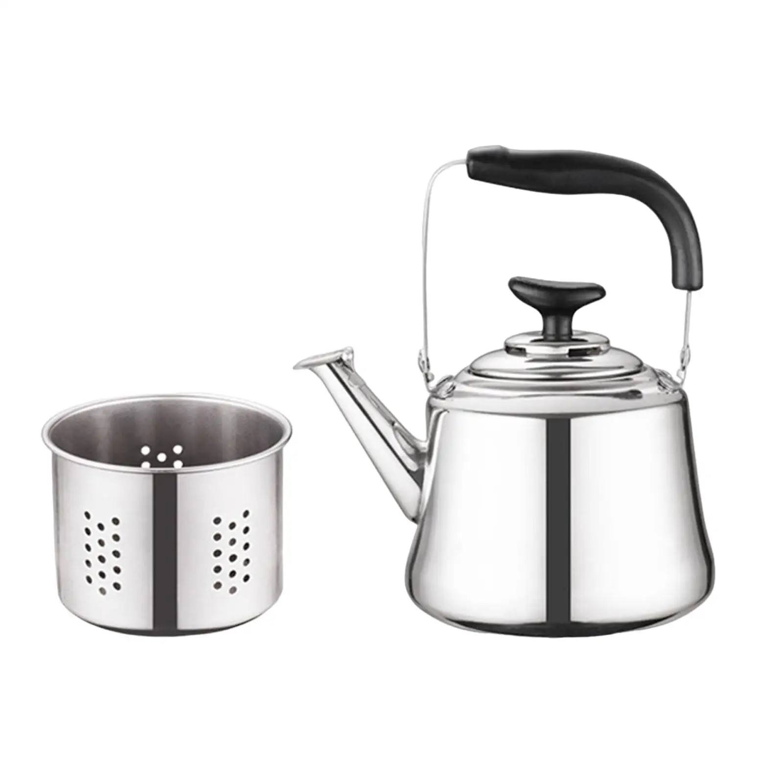 1L Stainless Steel Kettle Anti Scald Handle with Tea Leak Portable Stovetop Kettle for Camping Travel Picnic