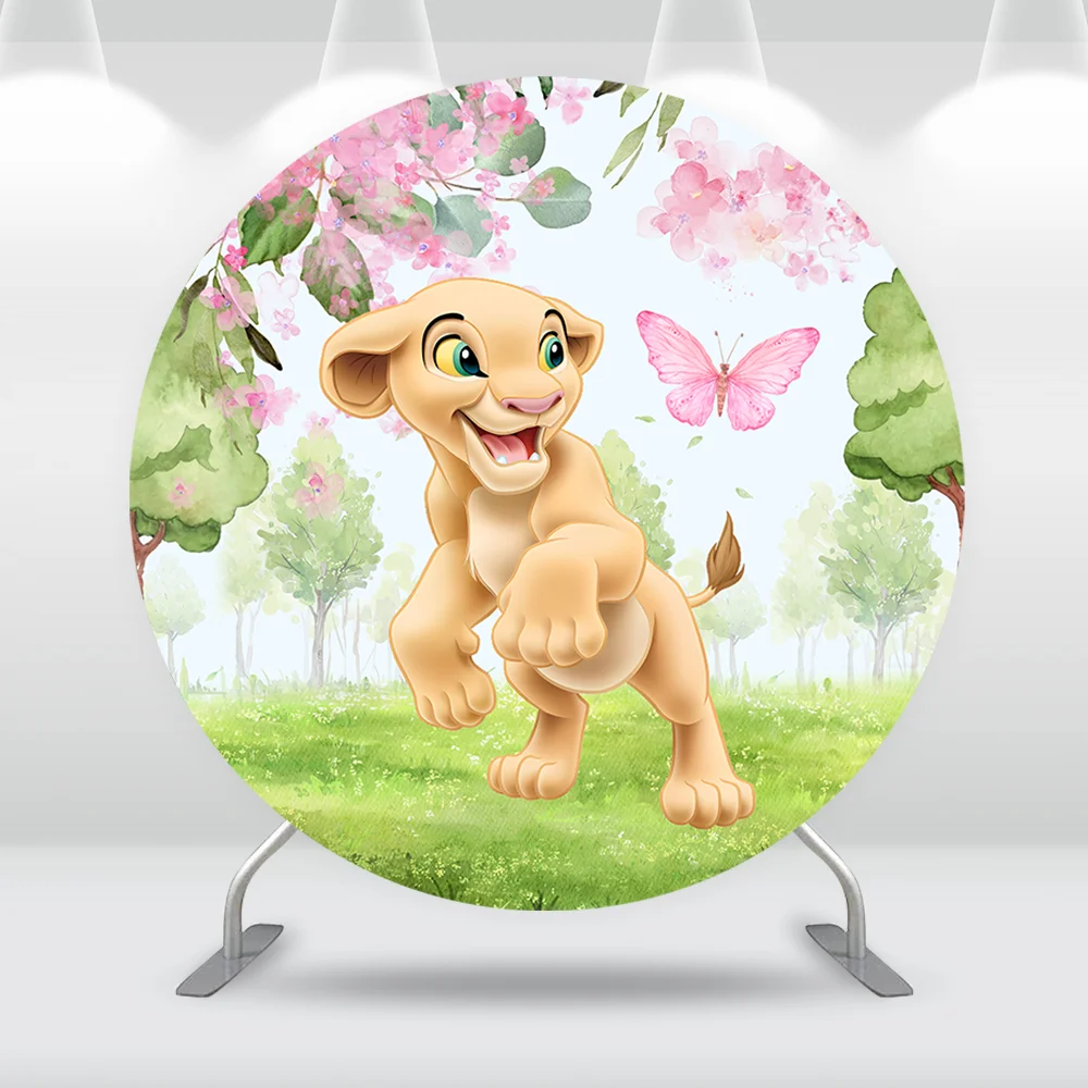 

Disney Nala Lion King Round Backdrop Cover Girls Birthday Decor Circle Background Banner Spring Safari Party Cylinder Covers