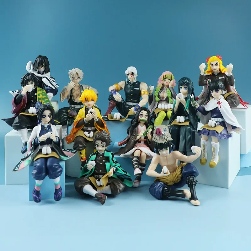 애니메이션 악마 슬레이어 앉아서 쌀 먹기 액션 피규어 모든 스타일 Tanjirou Nezuko Kyoujurou Tengen Tokitou Muichirou 입상 장난감 선물