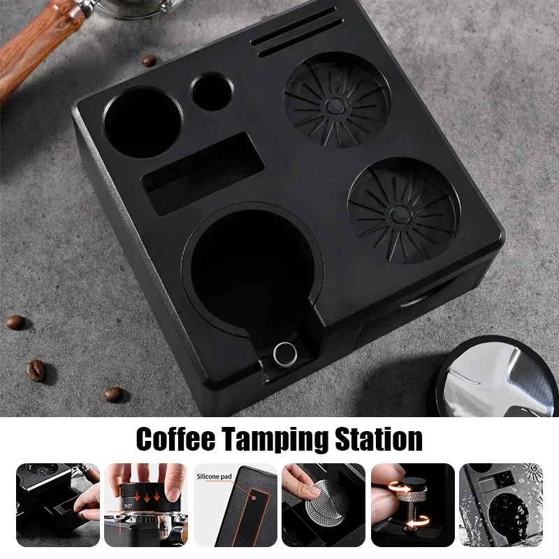 محطة دك القهوة لمرشحات القهوة 51/54/58 مللي متر حامل حامل العبث من درجة باريستا مع أداة ملحقات الإسبريسو حصيرة غير قابلة للانزلاق