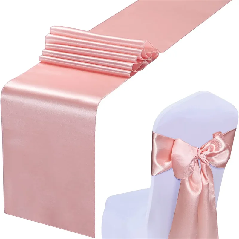 20pcs Satin Chair Sash Wedding Decoration 15*275cm Silk Chair Ribbon Bows Chair Cover Decoration  Party Banquet Hotel