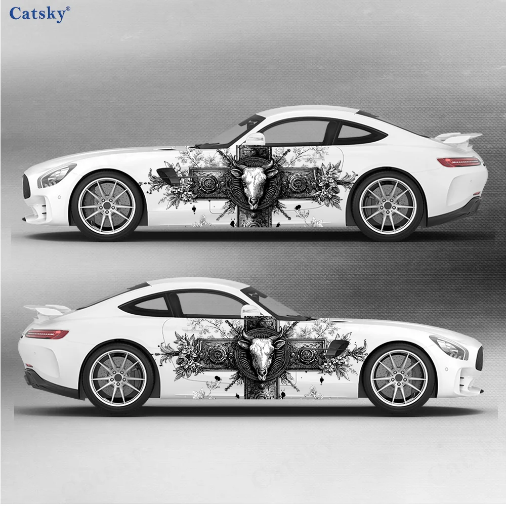 

Animal Head Cross Dark Car Vinyl Wraps Decal Self-adhesive PVC Sticker Suitable for Trucks SUV Decoration Auto Accessories Gift
