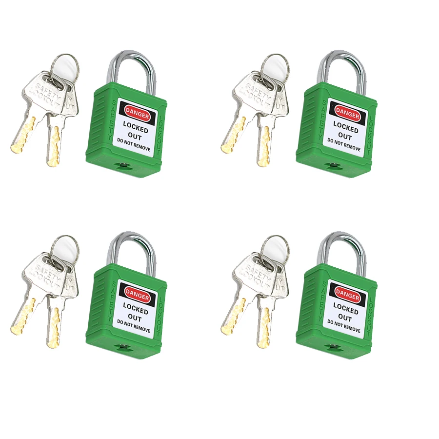 4 Piece  Industrial security Padlock Steel shackle 25mm lock Manufacturer Safety Padlock lockout Multiple colors