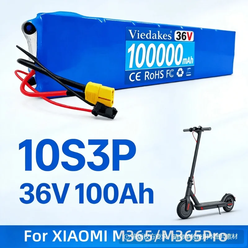 

☆10S3P 36V 100Ah 18650 Rechargeable Lithium Battery Pack For Xiaomi M365 M365pro Electric scooter battery with BMS✔