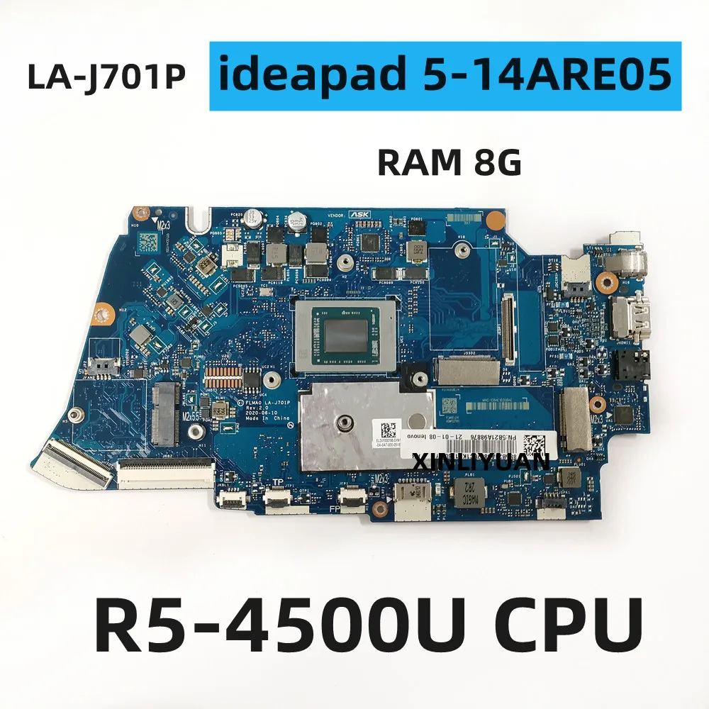 FOR Lenovo Ideapad 5-14ARE05 Laptop Motherboard, LA-J701P With AMD R5-4500 CPU 8G RAM, 5B21A98865 5B21A98866 ,100% test