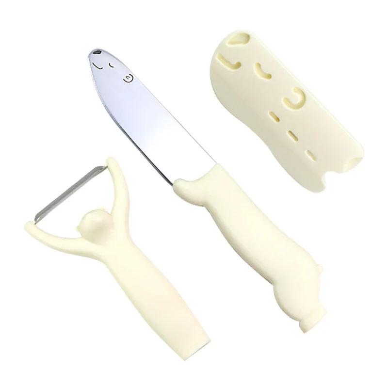 New paring knife Kitchen paring device Stainless steel multifunctional scraper Fruit cutting knife with protective cover Children's knife