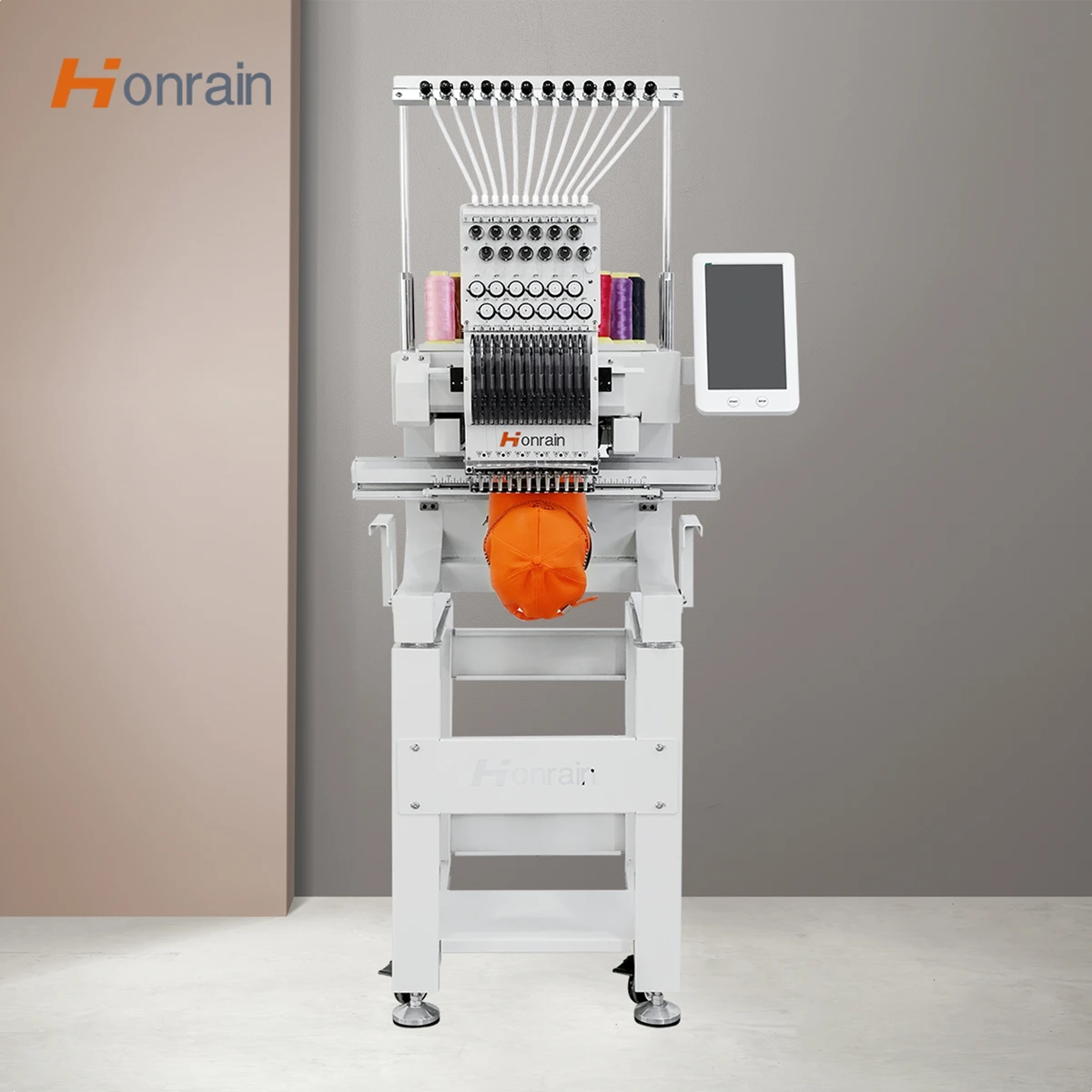 HONRAIN Computerized 12 Needles Single Head High-Accuracy Professional Cap Hat Embroidery Machine for Small Business Home Use