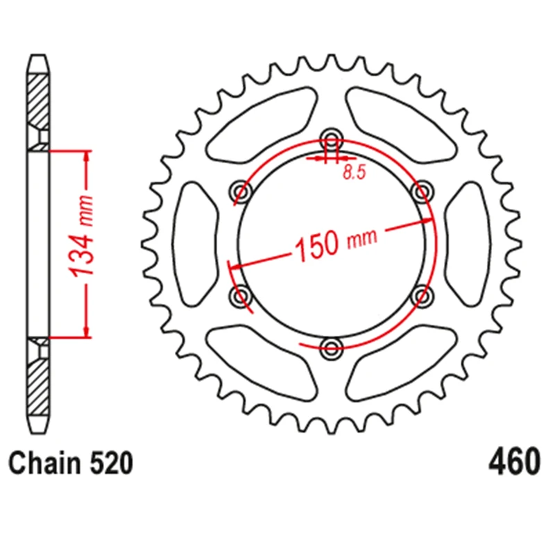 520 Motorcycle Rear Sprocket For Kawasaki KX500 1983-1985 KDX200SR 89-93 KLX230R 2020-2025 KLX230RS 24-25 KDX250SR 89-91