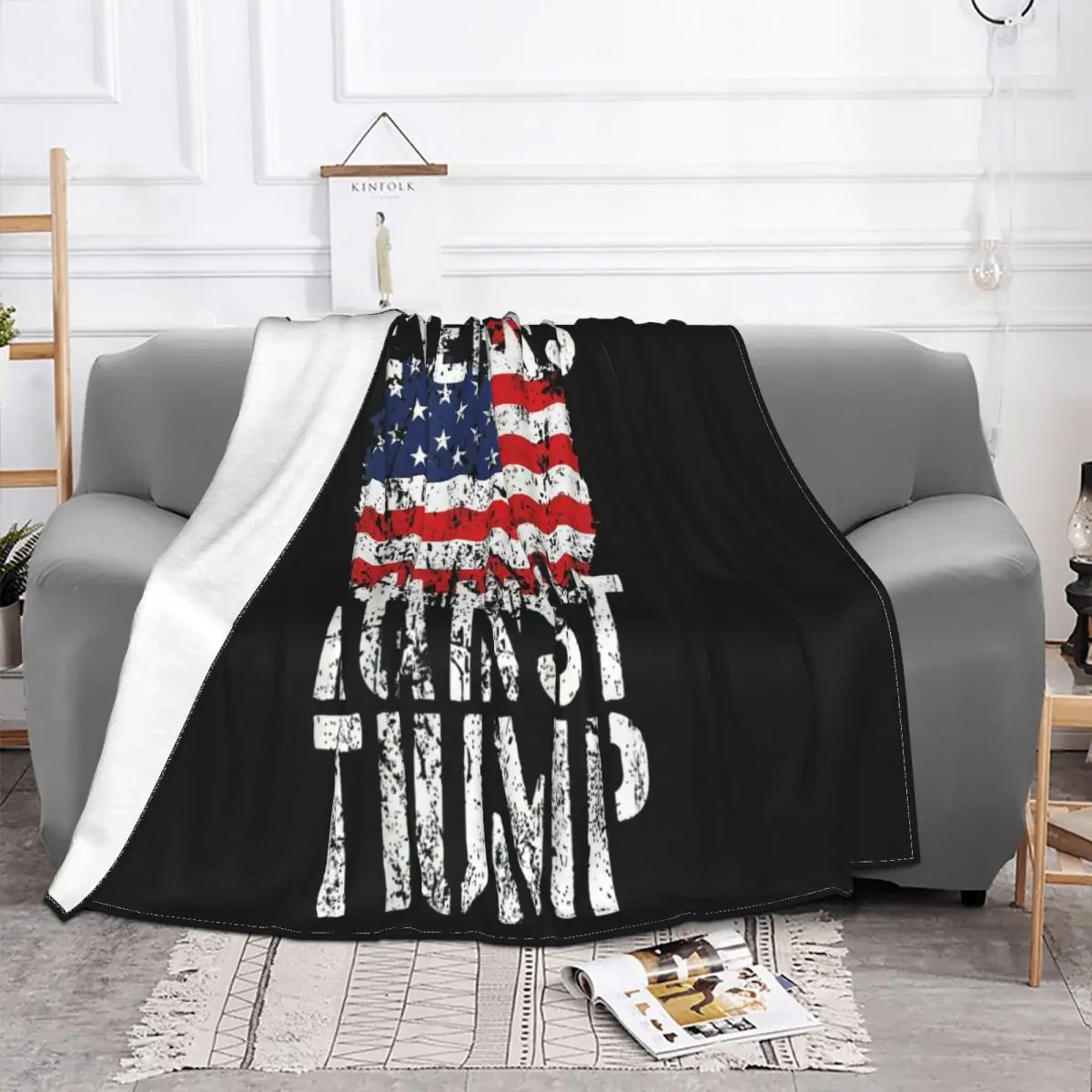 Veterans With Trump Vets With Labor Day Scarves Scarves Scarves Rock Splicing Text Throw Blanket