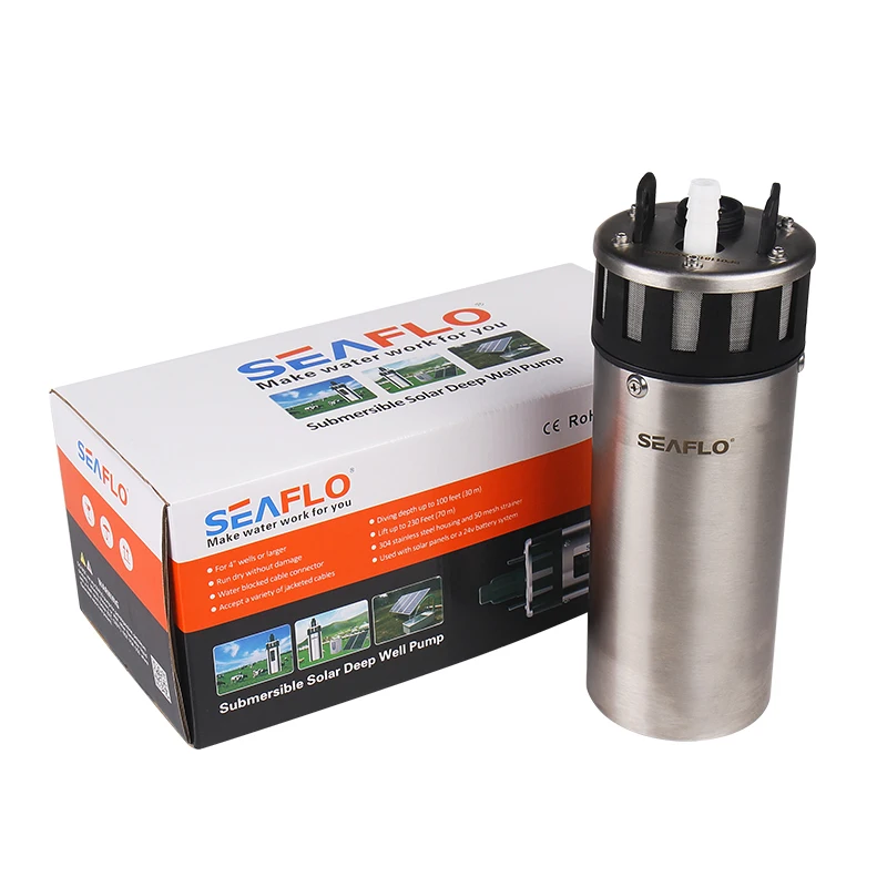 Seaflo 12V 24V DC Submersible Deep Well Pump 100ft Water Pump for Well Livestock Drinking or Tank Filling