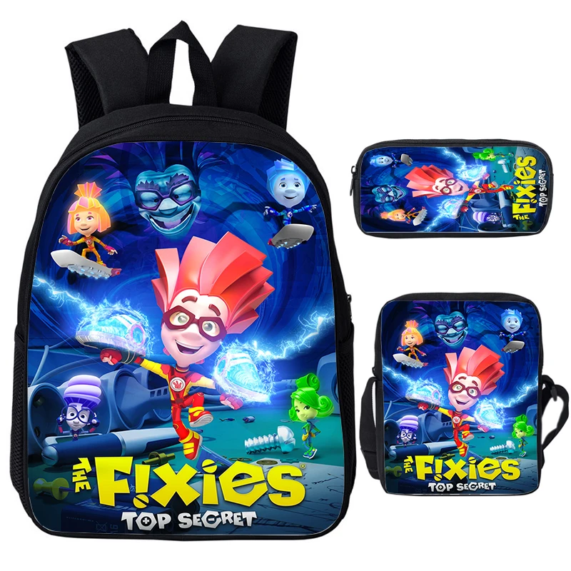 

Students Cartoon The Fixies 3pcs Set Backpacks Shoulder Bag Pencil Case Boys Girls The Fixies School BagsTeens Travel Knapsack