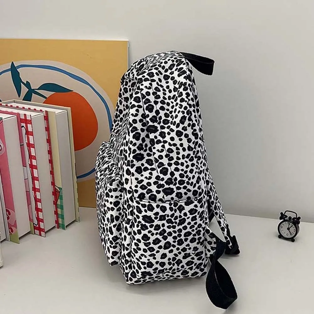 

Nylon Leopard Print Backpack Retro Daypack Students School Bag Scratch Prevention Durable Large Capacity Backpack Outdoor