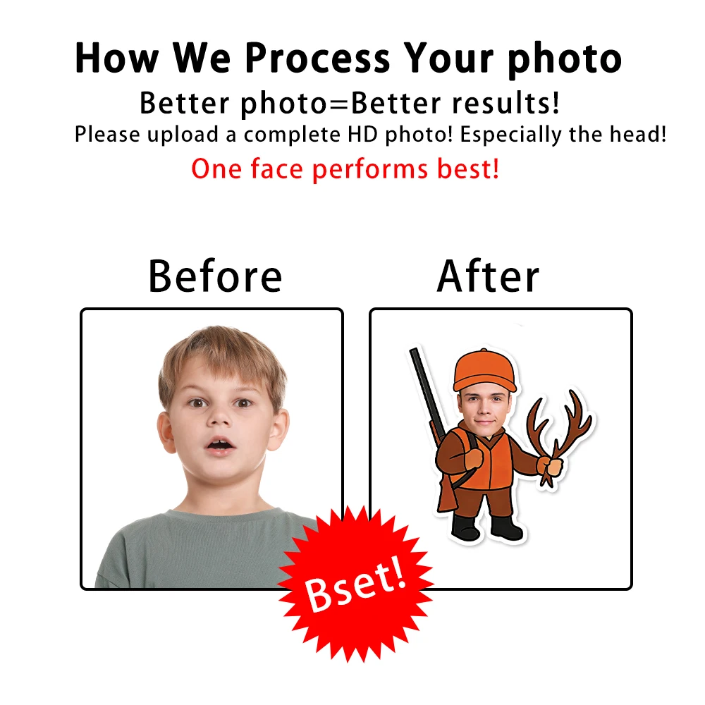 8/16pcs Custom Hunter Birthday Photo Banner Personalized Face Photo Bunting Banner for Hunting Party Favors Birthday Banner