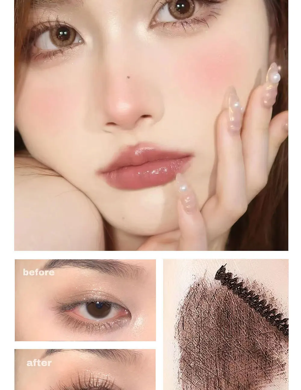Ultra-Fine Brush Mascara Makeup Silk Fiber Lengthens Eyelashes Waterproof Fast Dry Matte Brown Black Curling Mascara Comestics