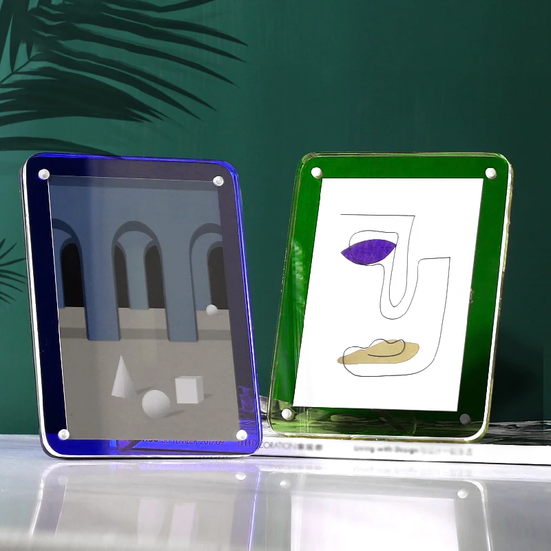 

5/6/7/8inch Acrylic Magnetic Photo Frames Transparency Art Picture Display for Home Office Desktop Photo Color Creative Display