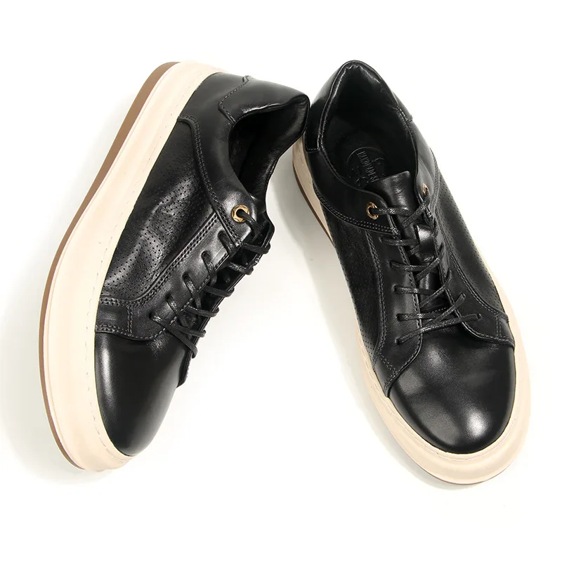 CLAIAMI Washed Horse Leather Men Sneakers Trendy Lace-up Rubber Luxury Men Shoes Casual Leather Shoes for Men Zapatos De Hombre image 4