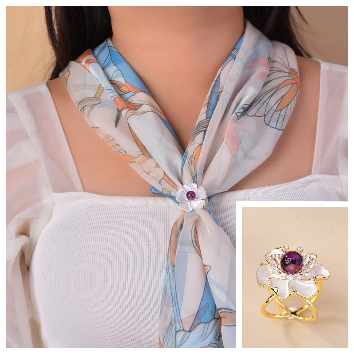 natural-amethyst-scarf-buckle-camellia-style-for-banquet-business-occasion-daily-look-crystal-accessories-luxury-women's-jewelry