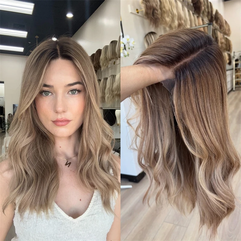 

Парик для косплея на каждый день 13x4, коричневый блондин, парик балаяж, плотность 180%, синтетический парик спереди, парик с естественной волной, 20 дюймов