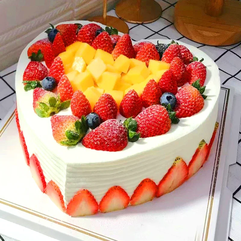 Simulation birthday cake model fruit strawberry cream plastic fake cake model display sample