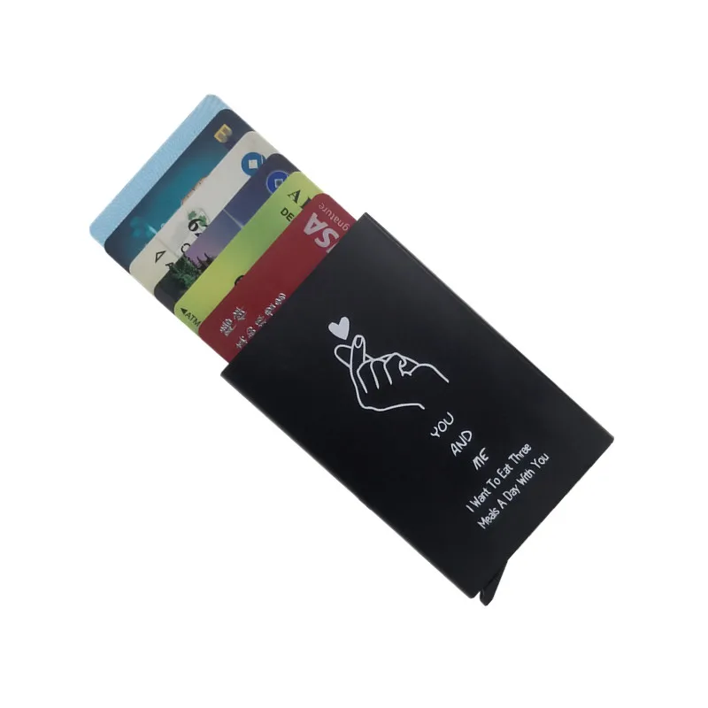 Automatic metal card holder wallet Carteira rifd Fashion portafoglio uomo firmato Minimalism grabado personalizado LOGO