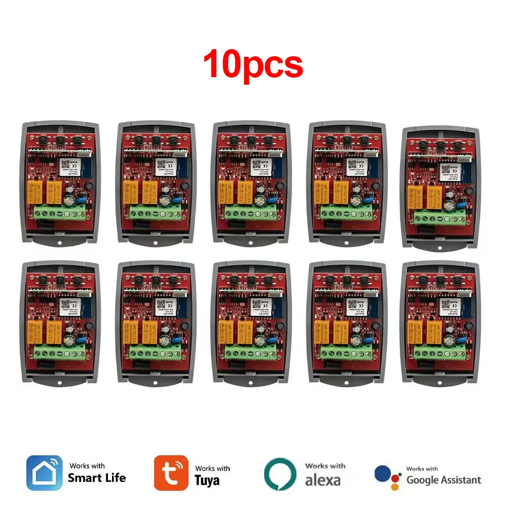 

10pcs Universal 433.92MHz Garage Door Receiver Tuya Wifi Remote Control Switch 2CH 433mhz Fixed & Rolling Code Opener Receiver