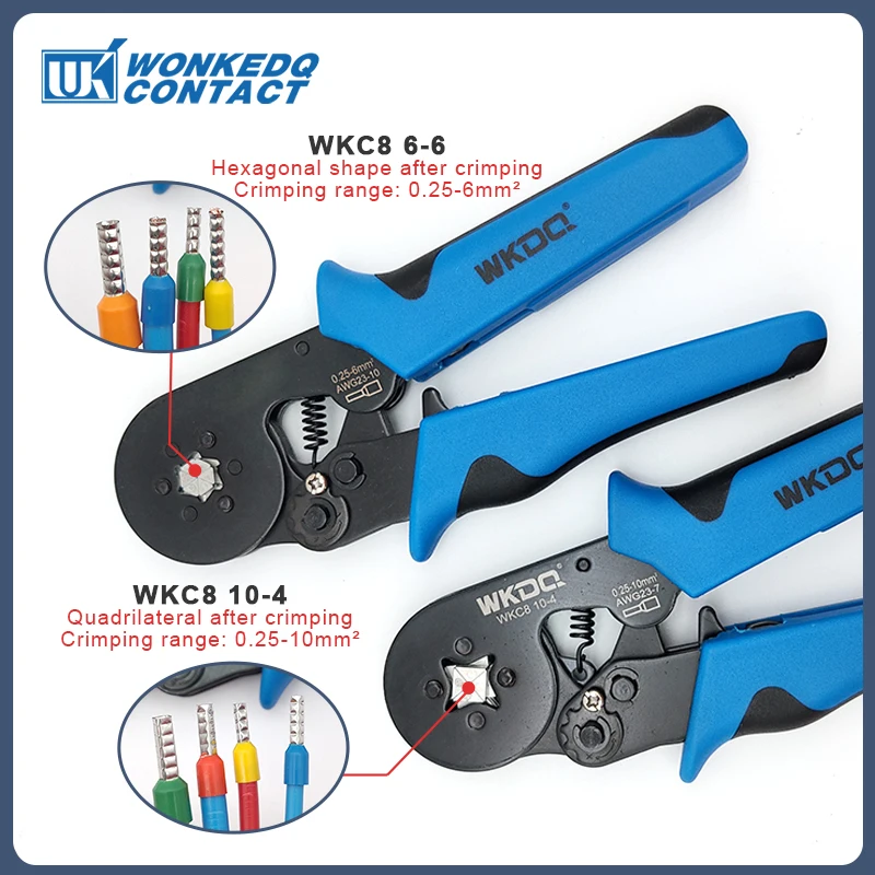 Crimping Pliers WKC8 6-6/10-4 Crimper 0.25-6/10mm² Wire Cable WKC Electrical Terminal Clamp Tubular VE Ferrule Crimp Hand Tool