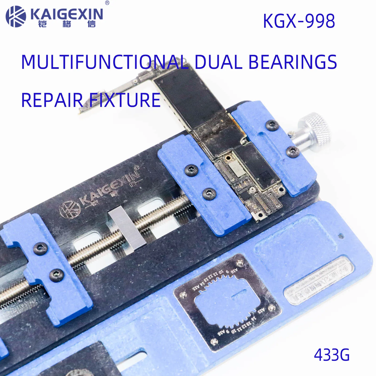 

KGX-998 PCB Soldering Fixture, Dual Shaft PCB Board, Soldering Holder for Phone Motherboard, CPU Glue Remove Welding Repair