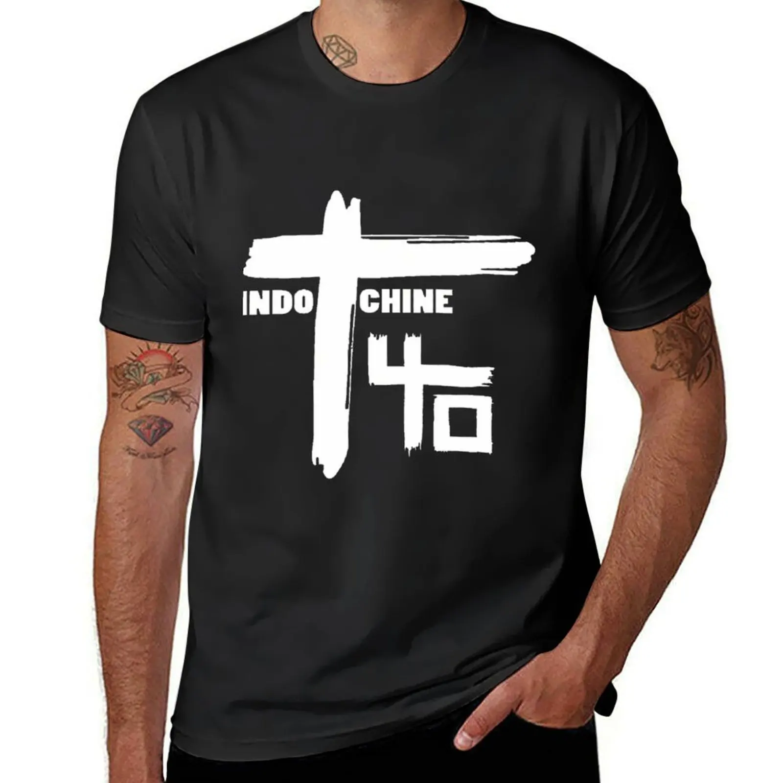 

Indochine Band Logo1 Exselna Genres Rock New Wave T-Shirt korean fashion tees Blouse mens plain t shirts