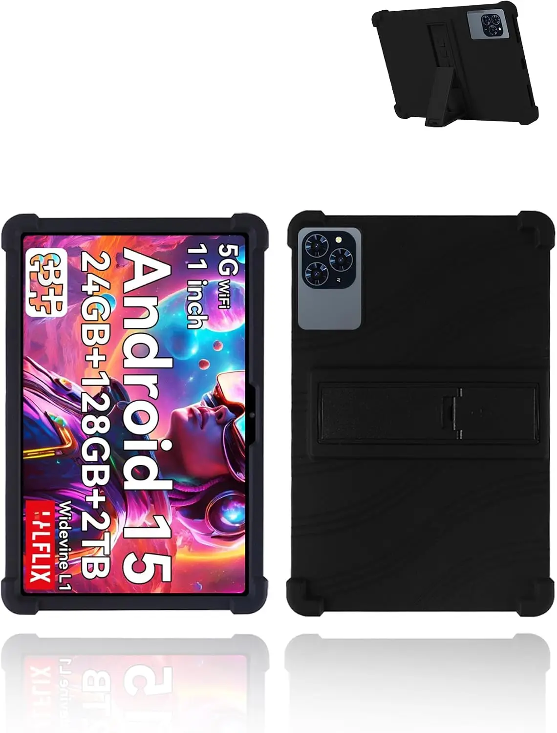 For TABWEE W90 & TABWEE T90 Android 15 Tablet11 inch Tablets Case,Soft Silicone Adjustable Stand Cover Lightweight Kids Friendly