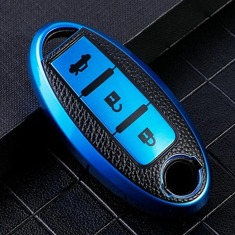 TPU Leather Car Key Case Cover for Nissan Leaf Micra Qashqai J11 J10 X Trail T32 Versa Note Patrol Key Fob Cover Accessories