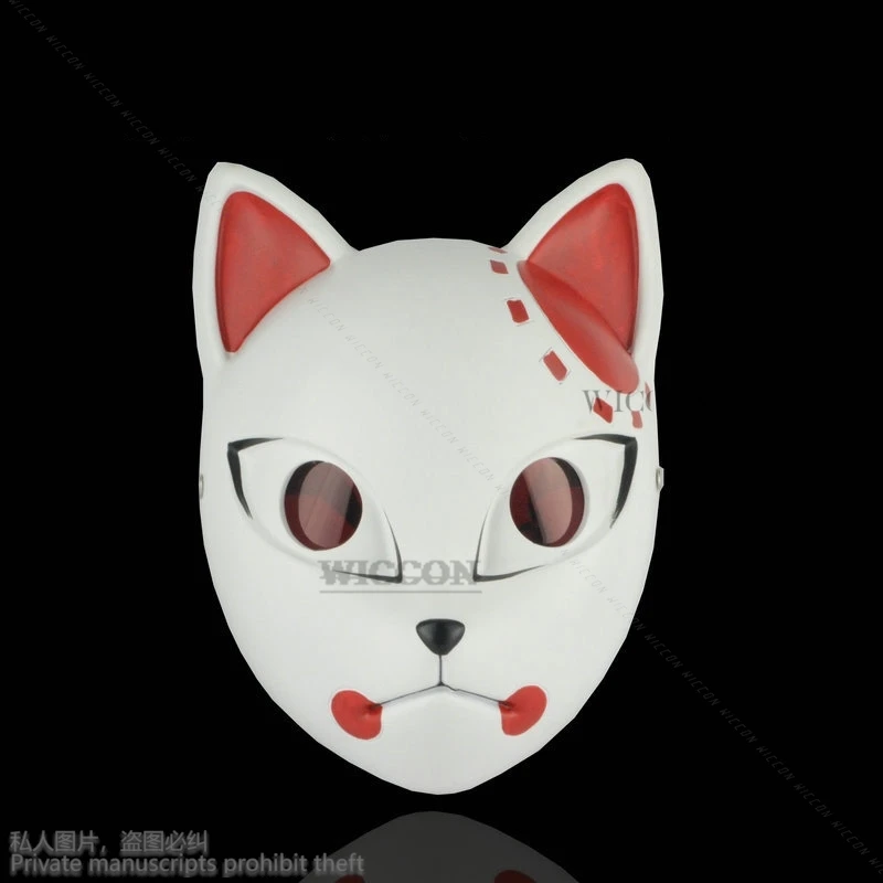 Anime Japanese Demon Mask Cat Fox Slayer Mask Kamado Tanjiro Masquerade Halloween Festival Cosplay Prop Tomioka Giyuu Furry Cos