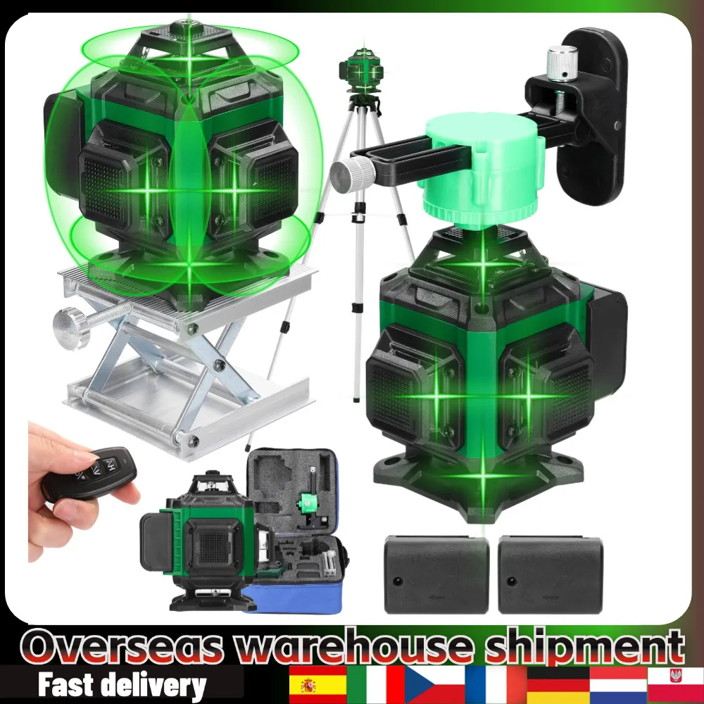 6 Green Lines Laser Level 3° Self-leveling Function Leveling Tool Omnidirectional Ground Wall Sticker Set with Tripod