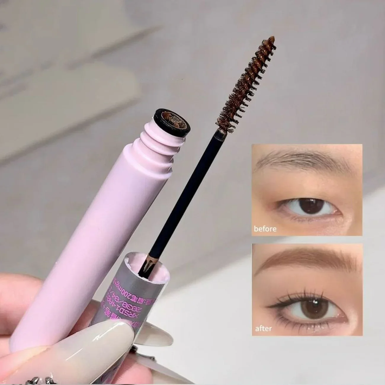 1 ST Waterdichte Double-Ended Wenkbrauwpotlood Wenkbrauw Tint 2 in 1 Zweetbestendig Langdurige Professionele Natuurlijke Eye Mascara Make-up