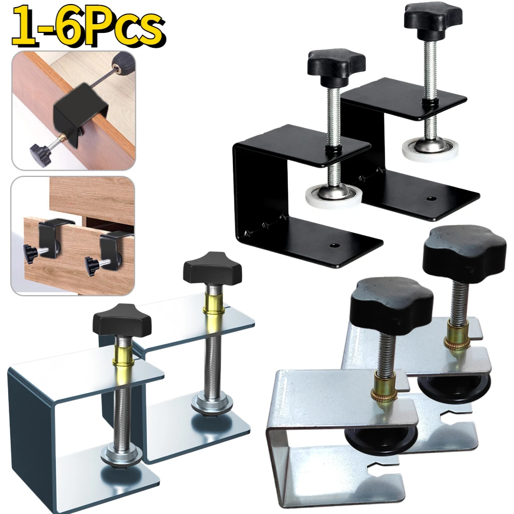 1-6Pcs/Set Steel Drawer Front Installation Clamps Woodworking Jig Cabinet Drawer Panel Clip Tool for Home Furniture Accessories