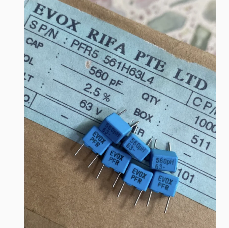 

10PCS Original RIFA EVOX PFR 560PF 63V P5MM Film capacitor 561/63V Capacitor 560PF 63VDC 0.56NF 561 Blue 561/63V