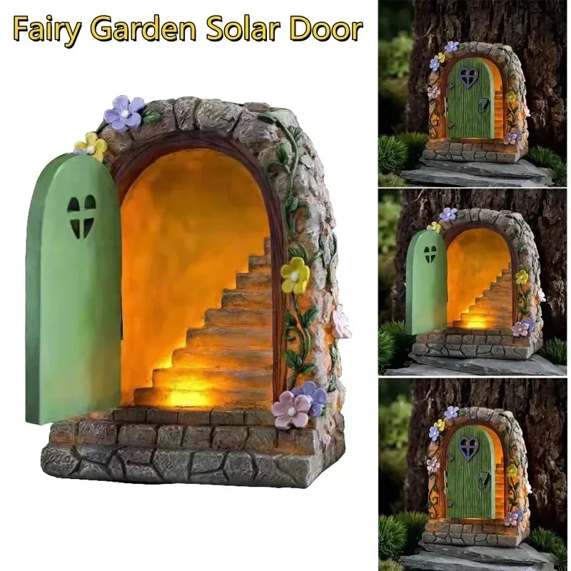 2026 Fairy Gnome Door Figurines Elf Home Wooden Art Tree Sculpture Statues Ornament Outdoor Decoration Miniatures