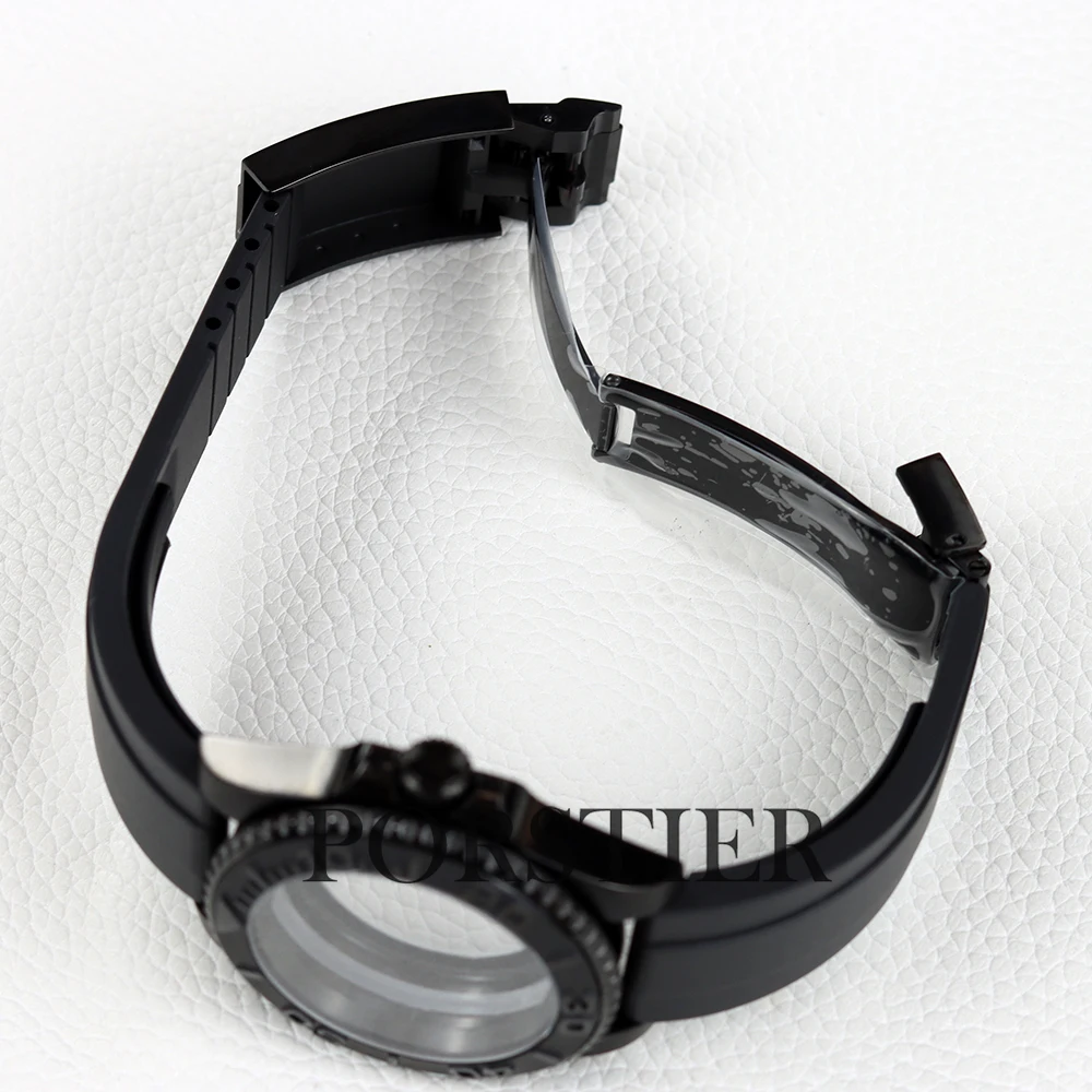 NH35 Case 40mm Black PVD Sapphire Glass for Yacht-Master Mod NH34 NH35 NH36 movmenent 28.5mm Dial Rubber Strap Waterproof 10Bar image 5