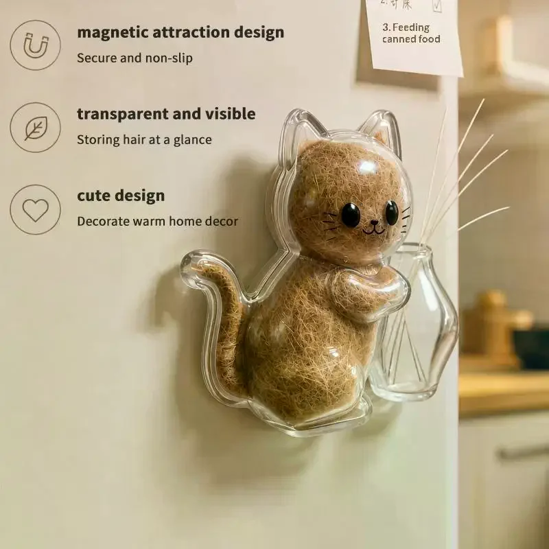 Transparent Cat Hair Keepsake Capsule Fridge Magnet, DIY Souvenir Storage for Pet Fur & Whiskers