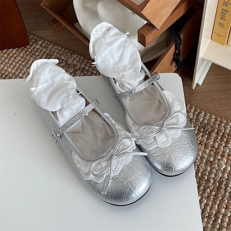 فستان فرنسي مع حذاء فردي مسطح وحزام واحد للنساء، موضة ربيع وصيف 2025 الجديدة أحذية ماري جين للنساء #2