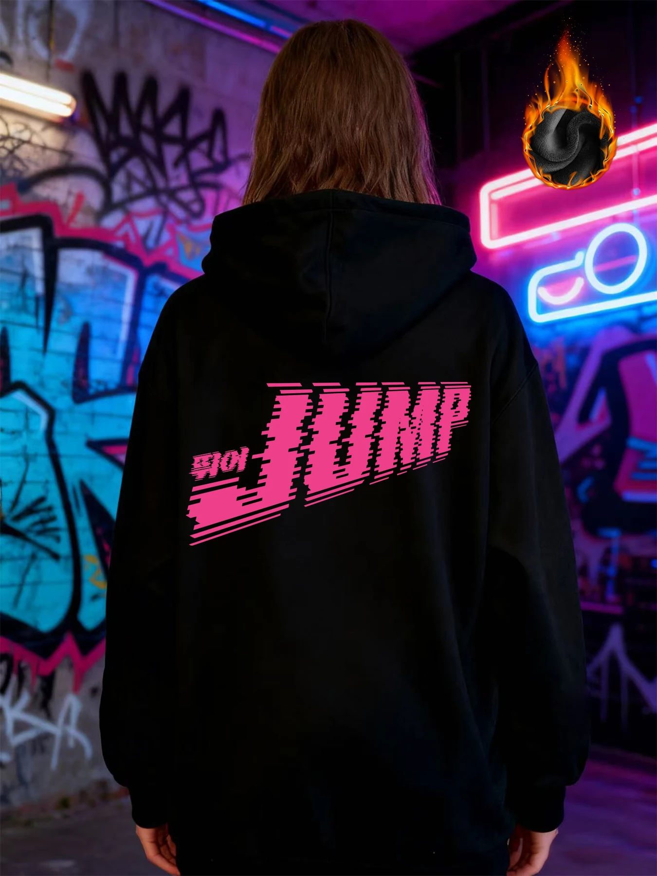 

Winter Y2k Gothic print thick heavy velvet black hooded zipper jacket slim temperament women's jacket casual lazy commuter style